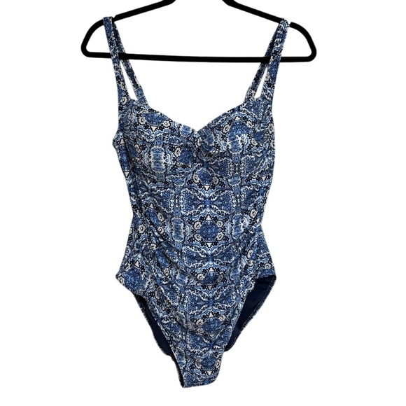 Niptuck Swim One Piece Swimsuit in Blue Paisley - Size US 10 - Picture 1 of 5